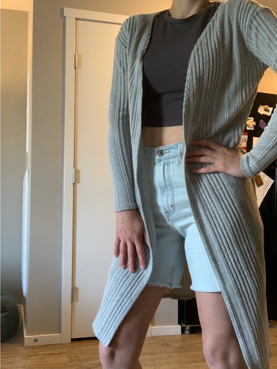 Ripe Sweaters - Ripe Grey Fuzzy Long Cardigan